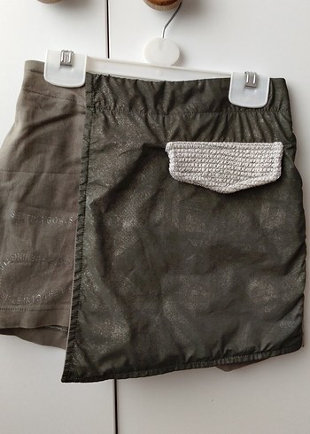 Beltli Keten Şort etek - Görsel 2