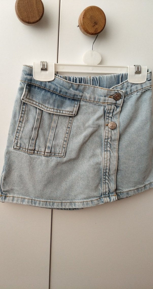 Düğmeli Mini Mavi Kot Şort - Görsel 3