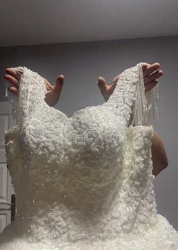 Beyaz Straplez Bohem Midi Prenses Gelinlik