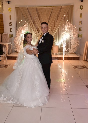 Gelinlik Beyaz Straplez Bohem Midi Prenses Gelinlik