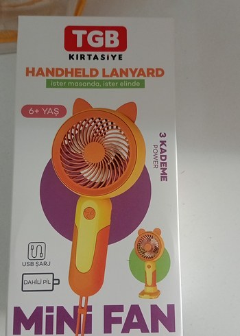 USB Şarjlı Turuncu Mini El Vantilatörü - Görsel 2