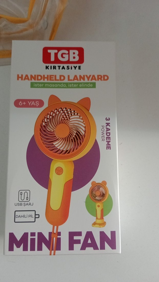 USB Şarjlı Turuncu Mini El Vantilatörü - Görsel 2