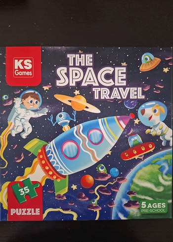 Renkli Uzay Temalı 35 Parça Çocuk Yapbozu 5 yaş üstü puzzle