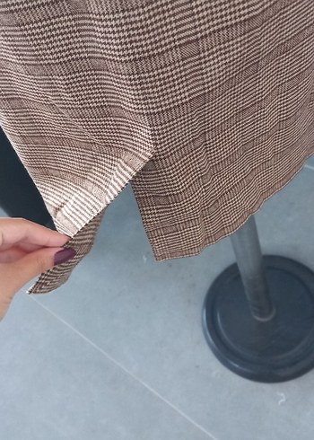 Kemer Detaylı Kahverengi Midi Etek - Görsel 5