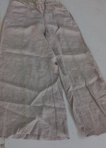 Dantel Detaylı Bohem Keten Kadın Pantolon - Görsel 5