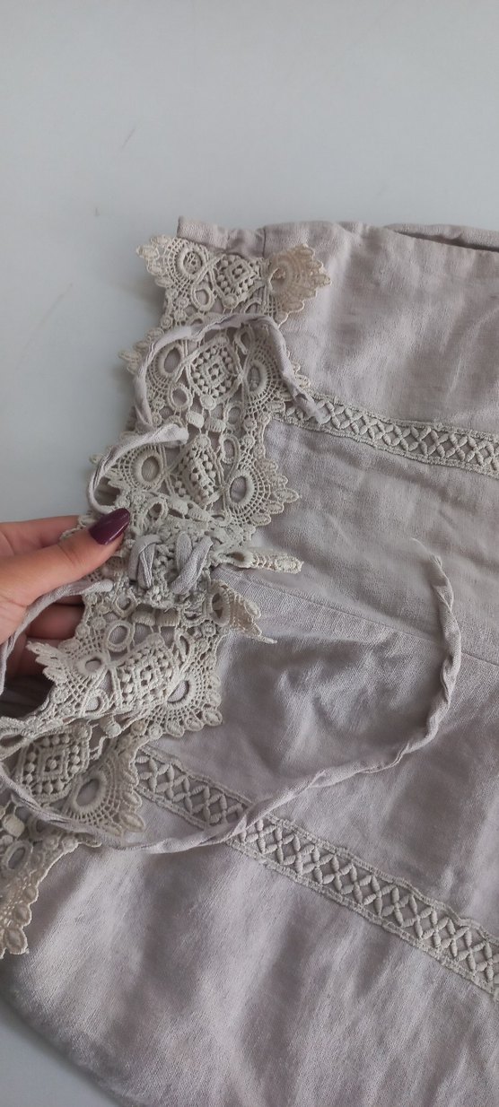 Dantel Detaylı Bohem Keten Kadın Pantolon - Görsel 3