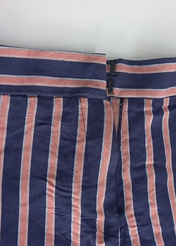 Çizgili Pilili Kadın Kumaş Pantolon - Görsel 2