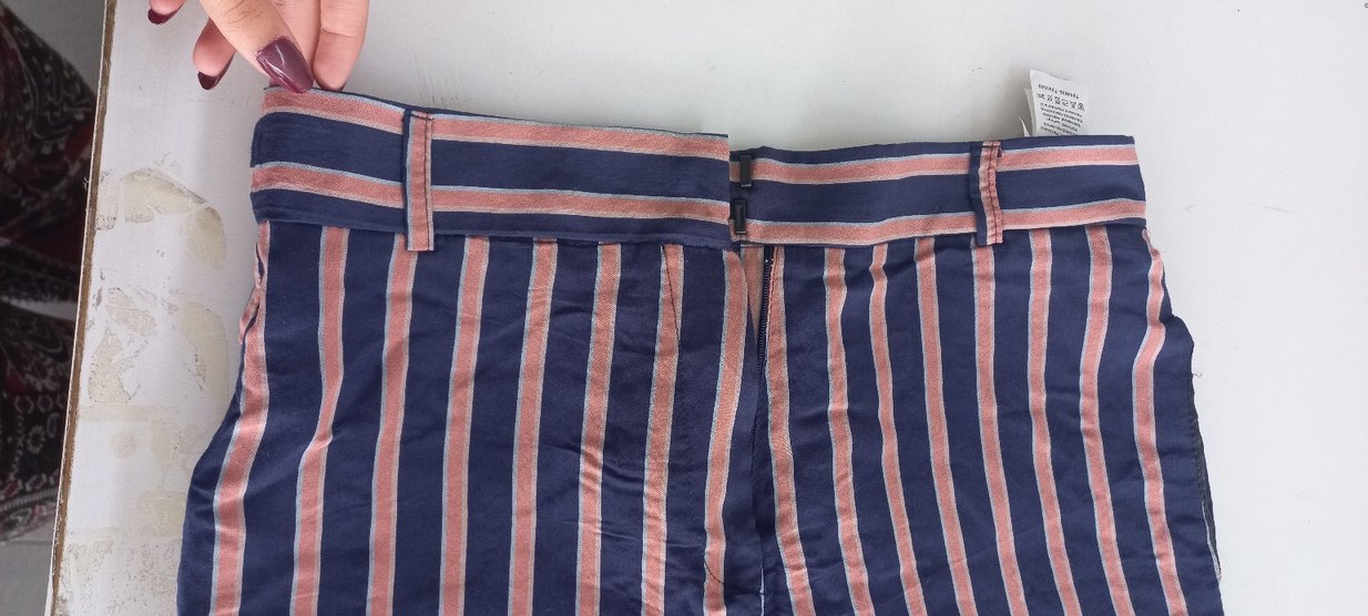 Çizgili Pilili Kadın Kumaş Pantolon - Görsel 2