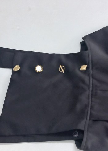 kadin siyah askili tulum pantalon ode dugme detayli - Görsel 3