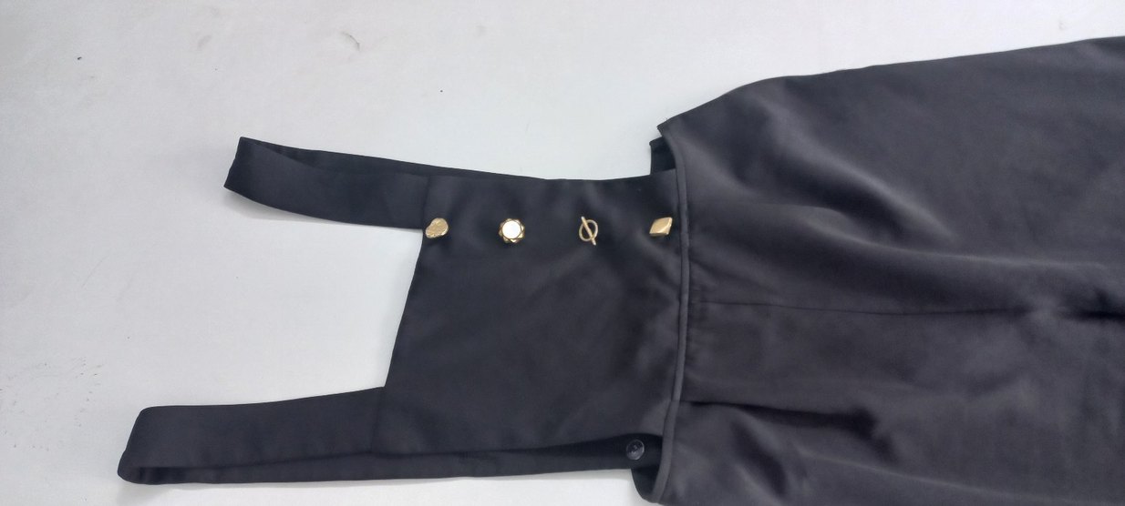 kadin siyah askili tulum pantalon ode dugme detayli - Görsel 3