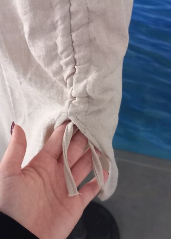 Beyaz Uzun Keten Salaş Etek - Görsel 5