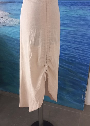 Beyaz Uzun Keten Salaş Etek - Görsel 4