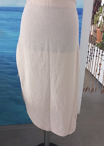Beyaz Uzun Keten Salaş Etek - Görsel 2