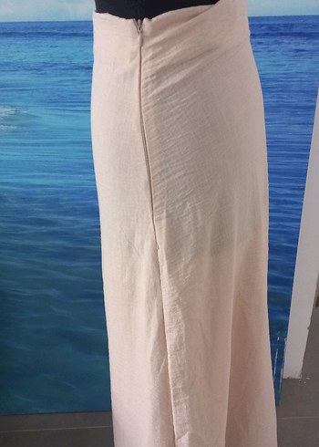 Beyaz Uzun Keten Salaş Etek - Görsel 3