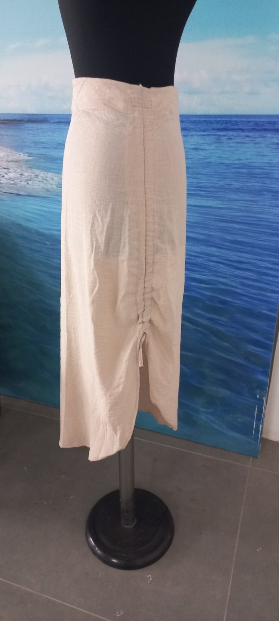 Beyaz Uzun Keten Salaş Etek - Görsel 4