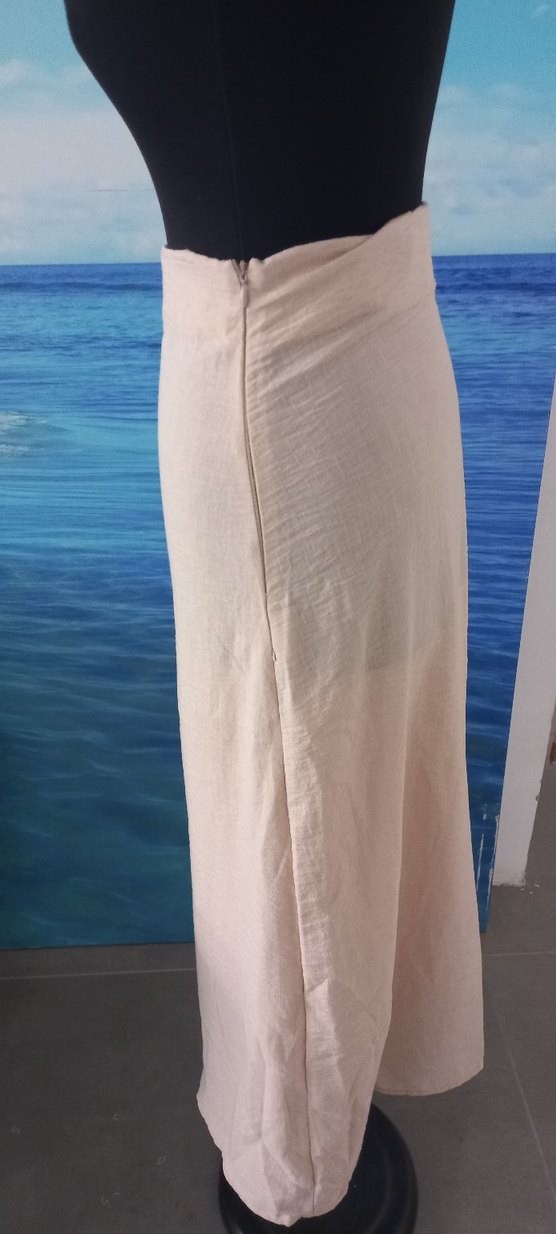 Beyaz Uzun Keten Salaş Etek - Görsel 3