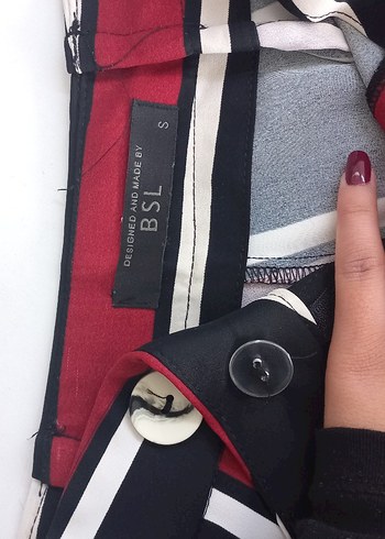 Bordo Çizgili Kadın Kumaş Pantolon - Görsel 4