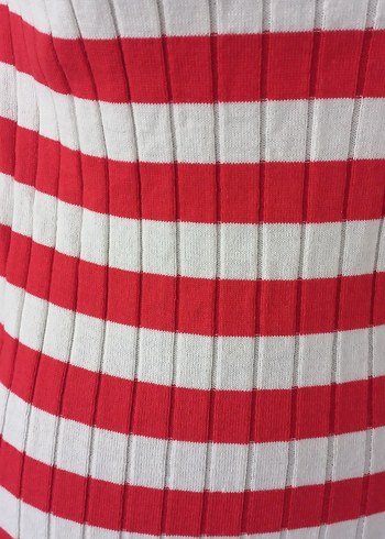 Kırmızı Çizgili Uzun Triko Elbise - Görsel 3