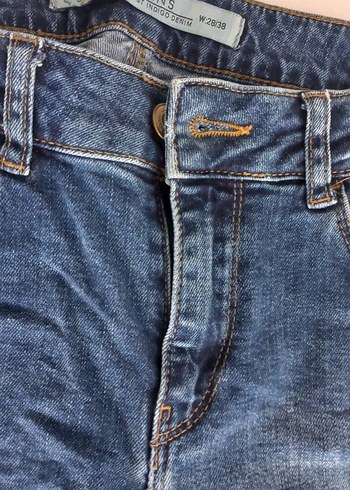 Düğmeli Mavi Kadın Denim Pantolon - Görsel 4