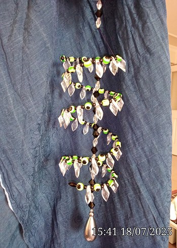 Renkli Yeşil Yılan Desenli Boncuklu rüzgar gülü  balkon süsü - Görsel 10