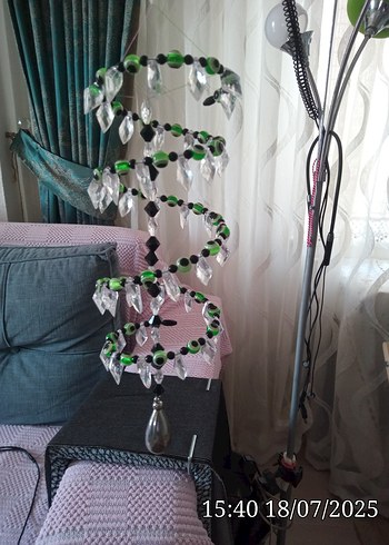 Renkli Yeşil Yılan Desenli Boncuklu rüzgar gülü  balkon süsü - Görsel 5