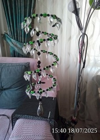 Renkli Yeşil Yılan Desenli Boncuklu rüzgar gülü  balkon süsü - Görsel 9