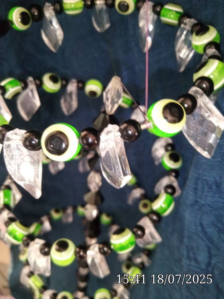 Renkli Yeşil Yılan Desenli Boncuklu rüzgar gülü  balkon süsü - Görsel 2