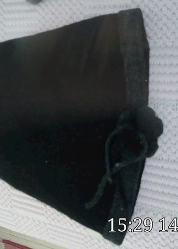 Gri Siyah Kadın Polar Bere Velcro Detaylı - Görsel 2