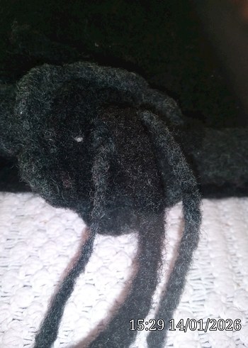 Gri Siyah Kadın Polar Bere Velcro Detaylı - Görsel 3