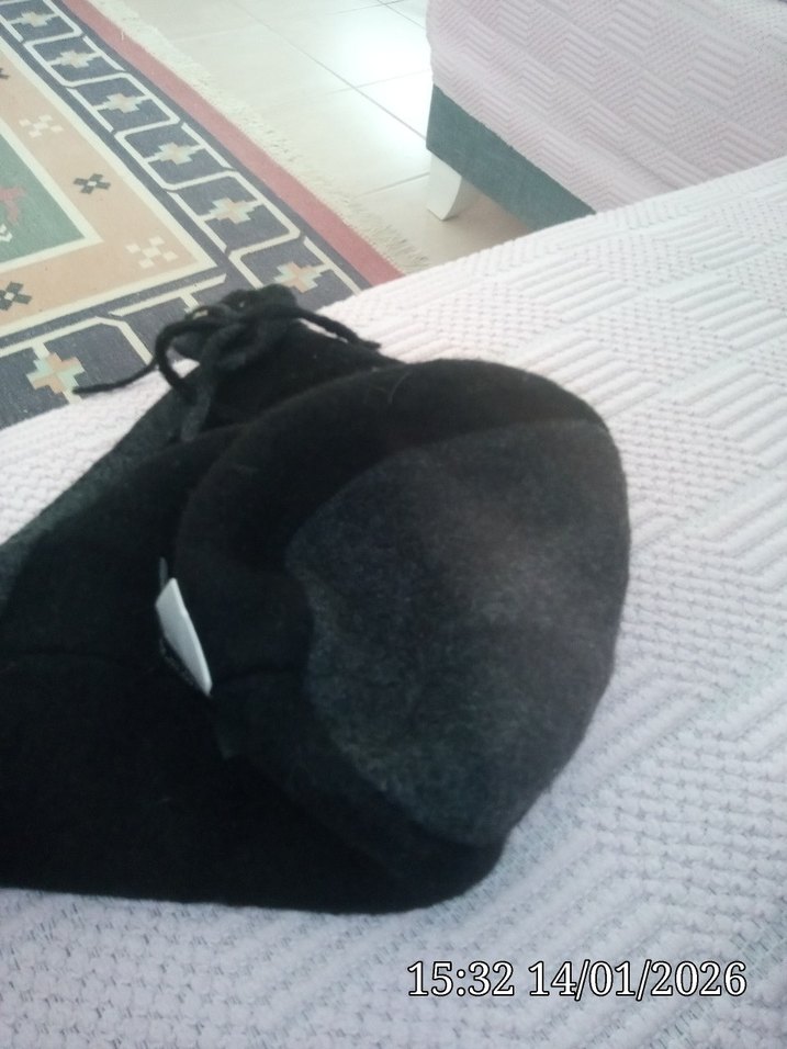 Gri Siyah Kadın Polar Bere Velcro Detaylı - Görsel 4