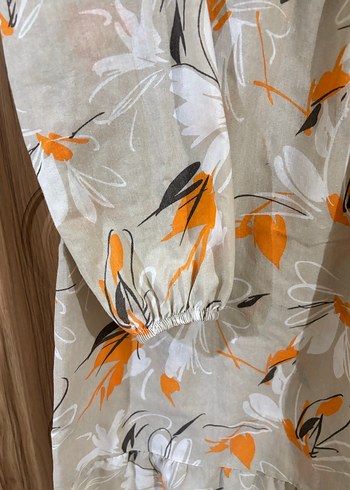 Bej Çiçekli Uzun Bohem Elbise - Görsel 2