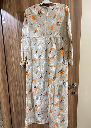 Bej Çiçekli Uzun Bohem Elbise - Görsel 4