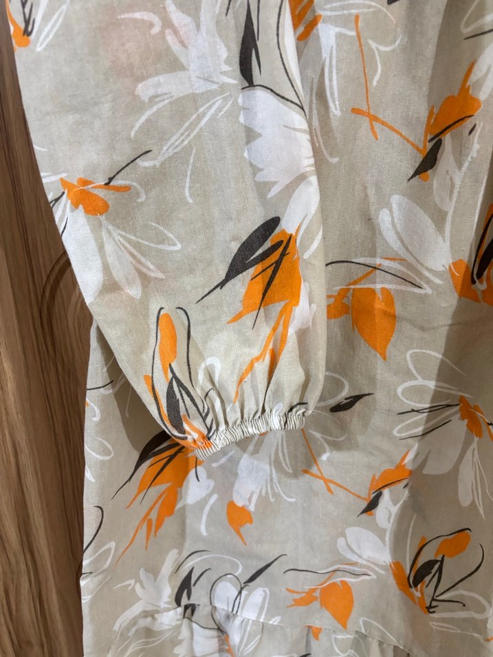 Bej Çiçekli Uzun Bohem Elbise - Görsel 2