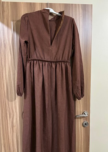 Kahverengi Uzun tesettür Elbise - Görsel 4