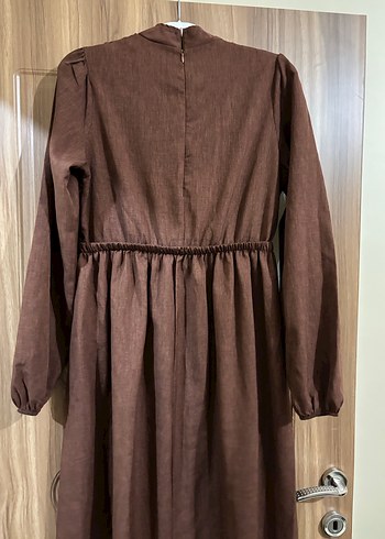 Kahverengi Uzun tesettür Elbise - Görsel 3