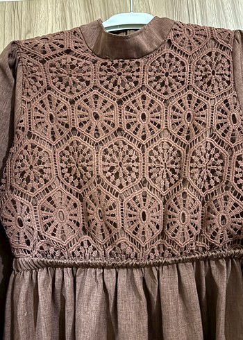 Kahverengi Uzun tesettür Elbise - Görsel 2