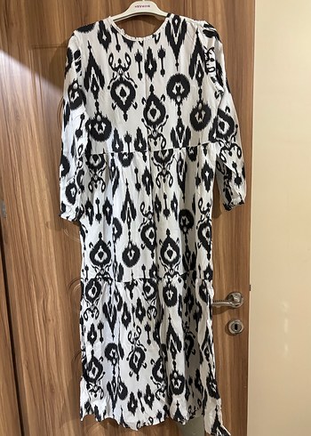 Uzun Kollu Bohem Batik Desenli Elbise - Görsel 5