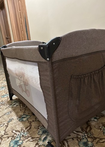 Kahverengi Çok Fonksiyonlu bebek Park Yatak - Görsel 6