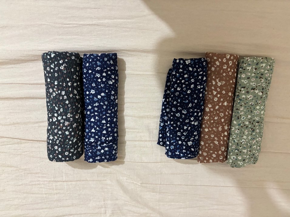 Kadın Çok Renkli Pileli Pamuk Şal - Görsel 2