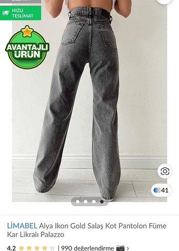 LİMABEL Alya İkon Gri Salaş Kot Pantolon - Görsel 2