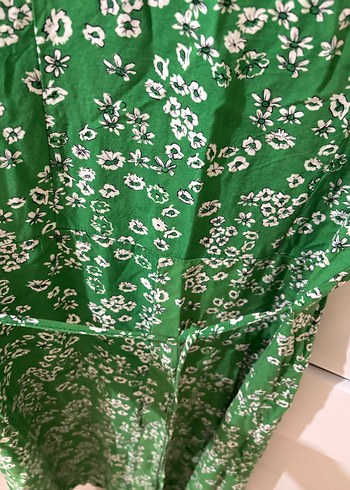 Yeşil Çiçek Desenli Uzun Bohem Elbise - Görsel 4
