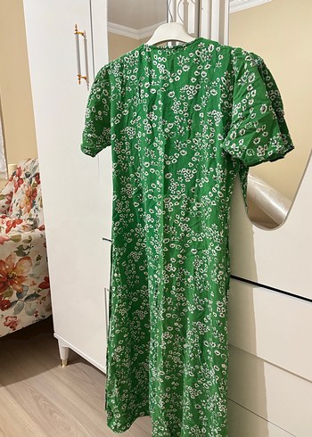 Yeşil Çiçek Desenli Uzun Bohem Elbise - Görsel 6