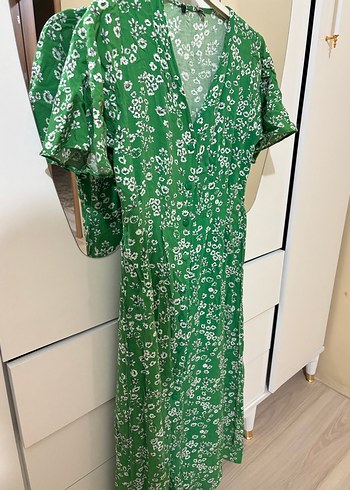 Yeşil Çiçek Desenli Uzun Bohem Elbise - Görsel 5