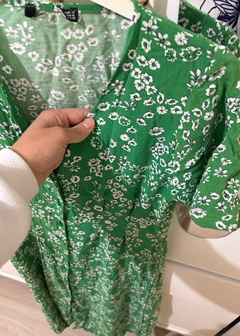 Yeşil Çiçek Desenli Uzun Bohem Elbise - Görsel 2