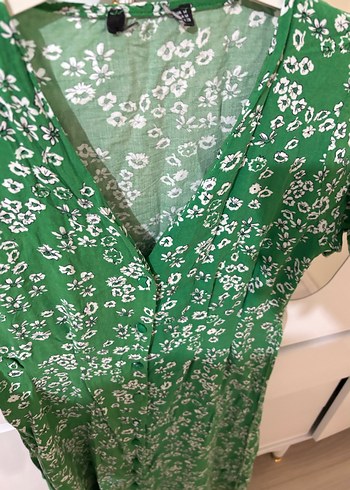 Yeşil Çiçek Desenli Uzun Bohem Elbise - Görsel 3