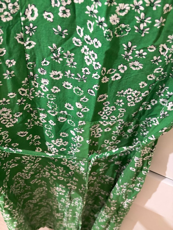 Yeşil Çiçek Desenli Uzun Bohem Elbise - Görsel 4