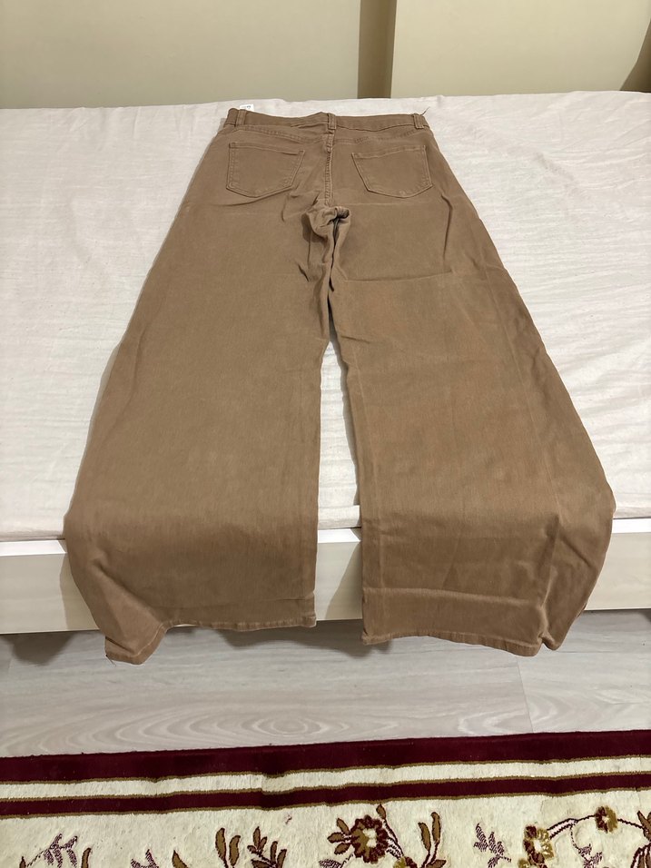 Kadın Kahverengi Keten Regular Fit Jean - Görsel 5