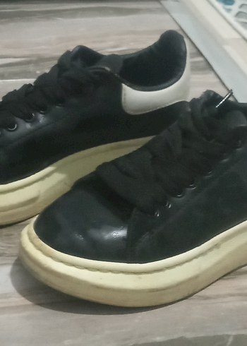 Siyah Platform Topuklu Minimalist Kadın Spor Ayakkabı - Görsel 2