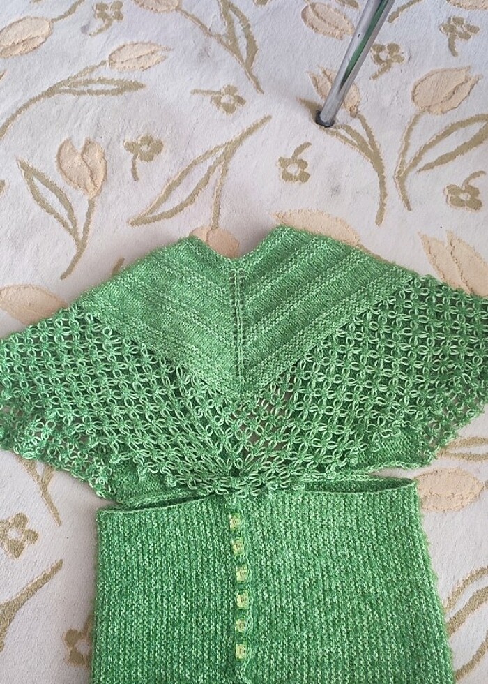 Örgü  şal model yelek - Görsel 3