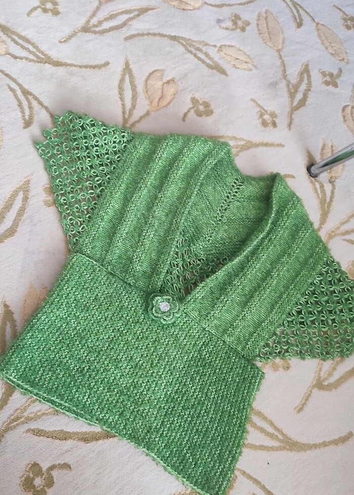 Örgü  şal model yelek - Görsel 2